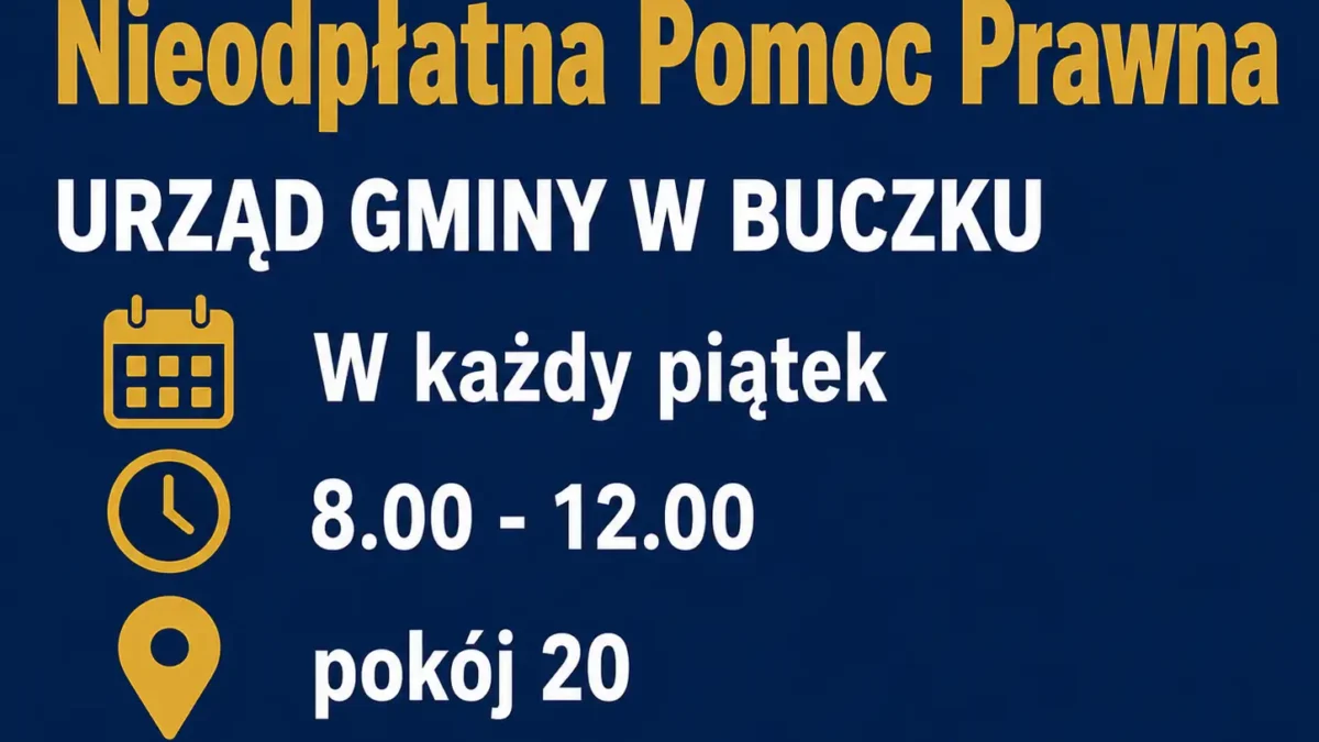 Nieodpłatna pomoc prawna w Gminie Buczek – dyżury w każdy piątek