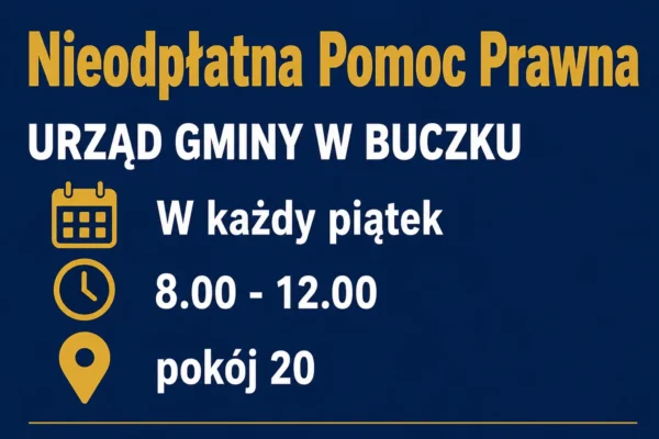 Nieodpłatna pomoc prawna w Gminie Buczek – dyżury w każdy piątek