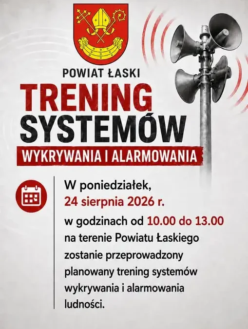 Trening systemów alarmowania w powiecie łaskim – 24 sierpnia