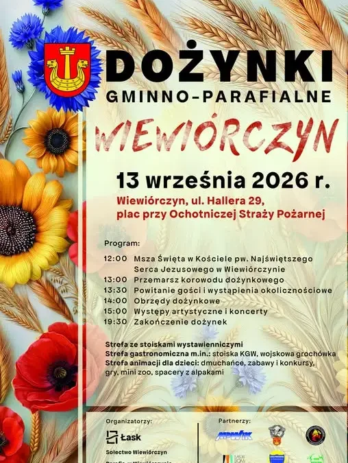 Dożynki Gminno-Parafialne w Wiewiórczynie – święto plonów już 13 września