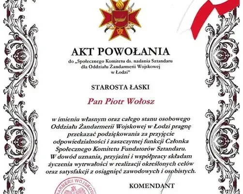 Starosta Łaski w Społecznym Komitecie ds. Sztandaru dla Żandarmerii Wojskowej