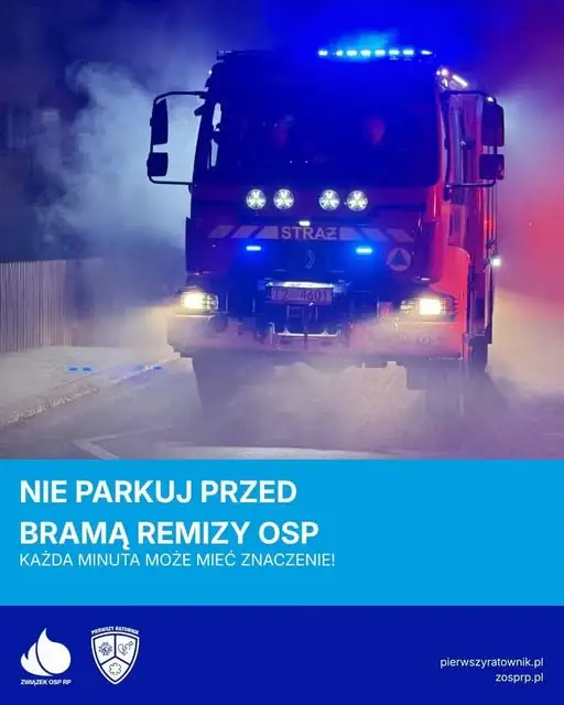 Nie parkuj przed bramą remizy OSP – każda minuta może uratować życie