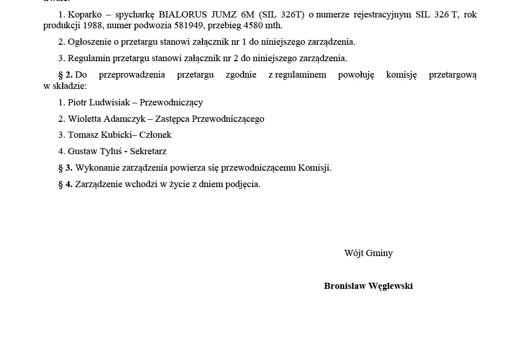 Gmina Buczek sprzedaje koparko-spycharkę Białoruś Jumz 6M – trwa przetarg pisemny